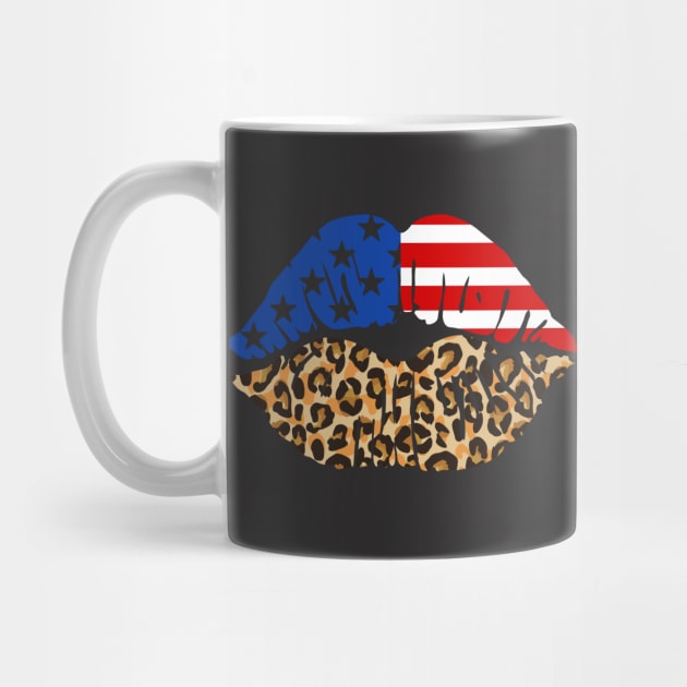 USA Flag Leopard Print Lips 4th of July by figandlilyco